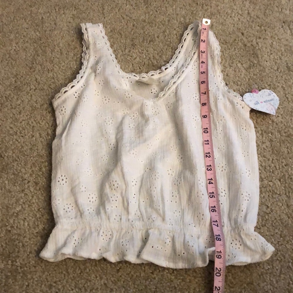 Self-Esteem White Tank Top With Eyelet Pattern Size S NWT